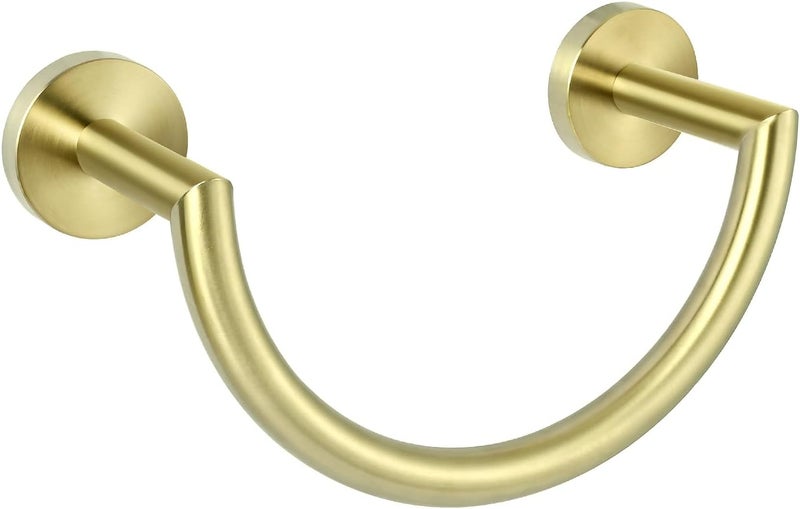 HouseAid Stainless Steel Towel Ring for Bathroom, Hand Towel Holder, Modern Semi-Circular Hand Towel Rack, Wall Mounted, Brushed Gold - Image 1